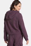 Rosaline Waffle Knit Cotton Crop Length Hoodie - Italian Plum — thumbnail 3